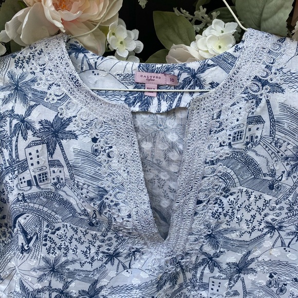 Girls CALYPSO embellished toile print TOP Size 10 - Picture 2 of 8